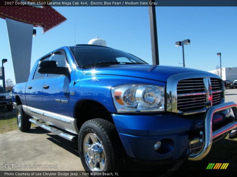 Electric Blue Pearl / Medium Slate Gray 2007 Dodge Ram 1500 Laramie Mega Cab 4x4
