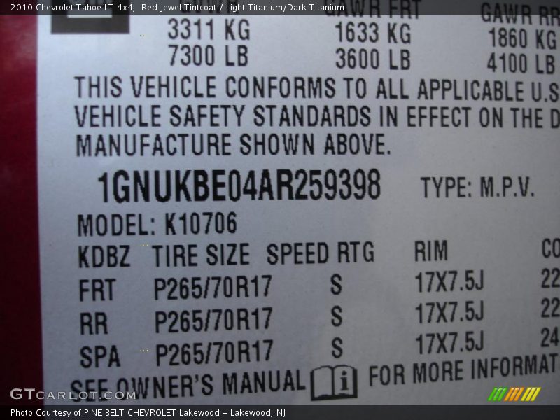 Red Jewel Tintcoat / Light Titanium/Dark Titanium 2010 Chevrolet Tahoe LT 4x4