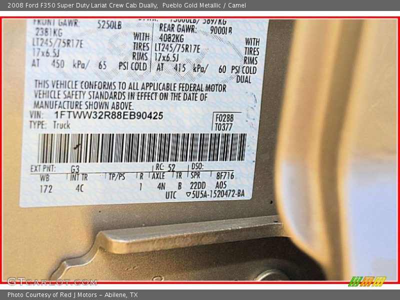 Pueblo Gold Metallic / Camel 2008 Ford F350 Super Duty Lariat Crew Cab Dually