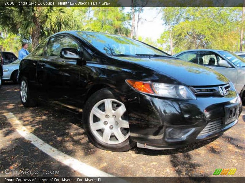 Nighthawk Black Pearl / Gray 2008 Honda Civic LX Coupe