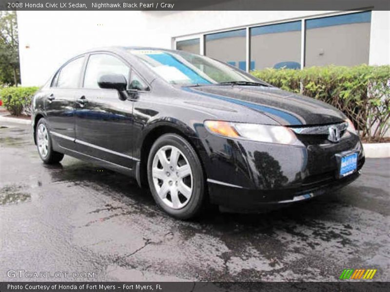 Nighthawk Black Pearl / Gray 2008 Honda Civic LX Sedan