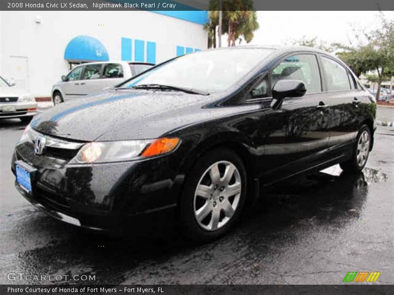 Nighthawk Black Pearl / Gray 2008 Honda Civic LX Sedan