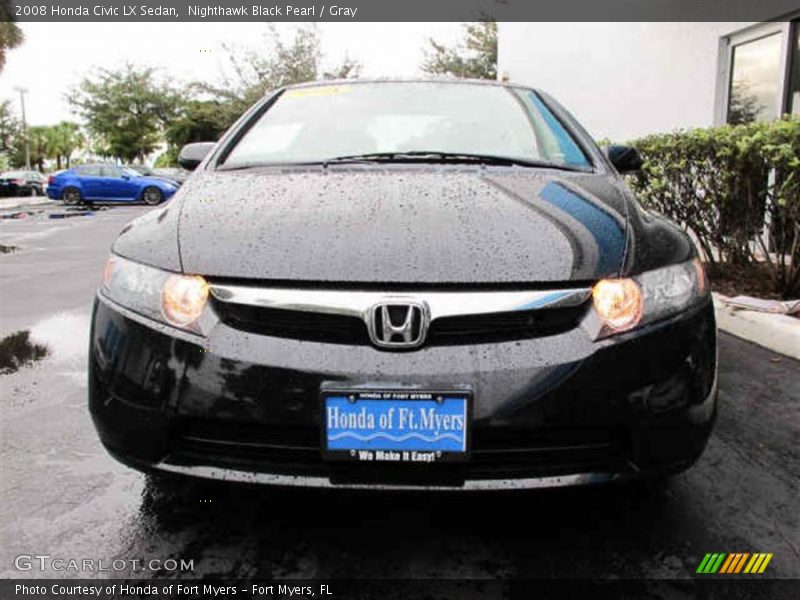 Nighthawk Black Pearl / Gray 2008 Honda Civic LX Sedan