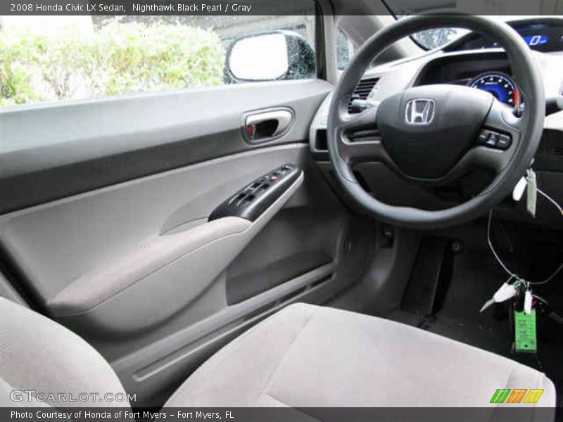 Nighthawk Black Pearl / Gray 2008 Honda Civic LX Sedan