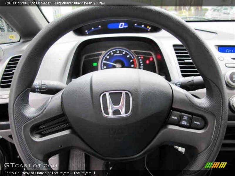 Nighthawk Black Pearl / Gray 2008 Honda Civic LX Sedan