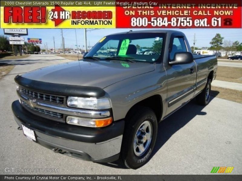 Light Pewter Metallic / Medium Gray 2000 Chevrolet Silverado 1500 Regular Cab 4x4