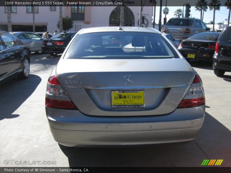 Pewter Metallic / Grey/Dark Grey 2008 Mercedes-Benz S 550 Sedan