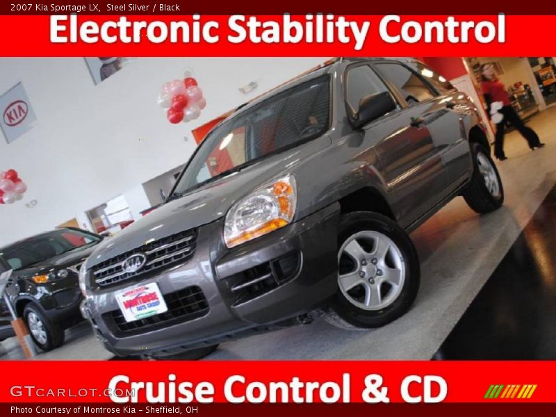 Steel Silver / Black 2007 Kia Sportage LX