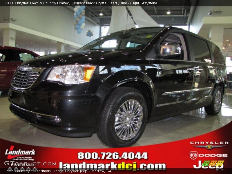 Brilliant Black Crystal Pearl / Black/Light Graystone 2011 Chrysler Town & Country Limited