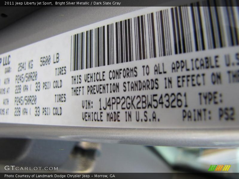 Bright Silver Metallic / Dark Slate Gray 2011 Jeep Liberty Jet Sport