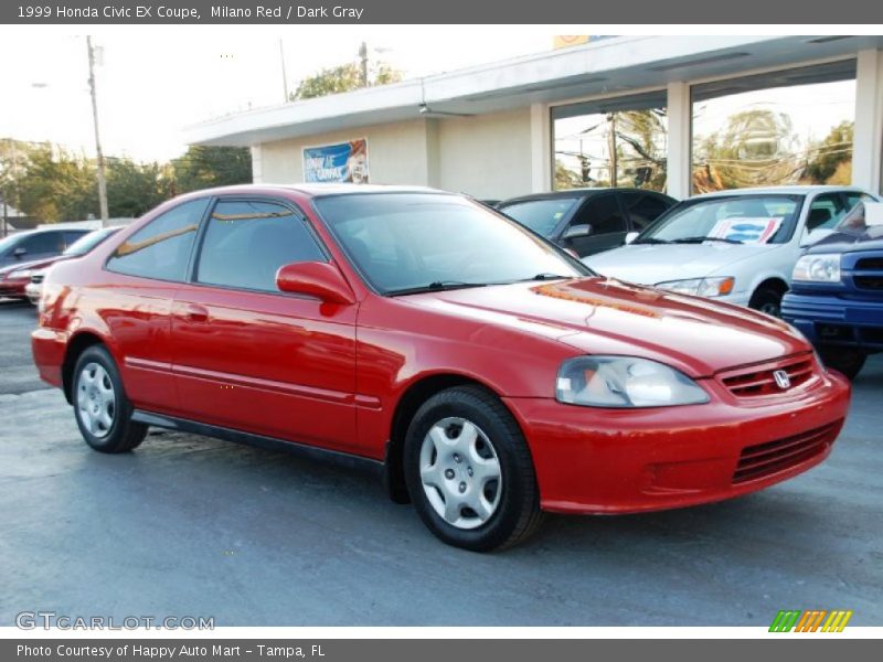 Milano Red / Dark Gray 1999 Honda Civic EX Coupe