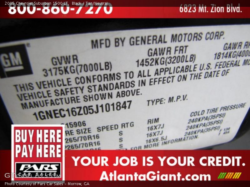Black / Tan/Neutral 2005 Chevrolet Suburban 1500 LT