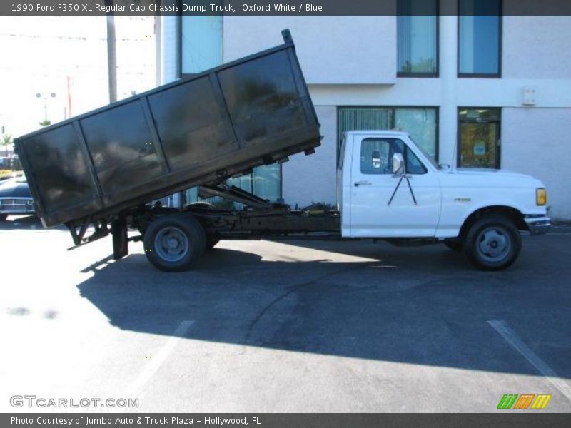 Oxford White / Blue 1990 Ford F350 XL Regular Cab Chassis Dump Truck