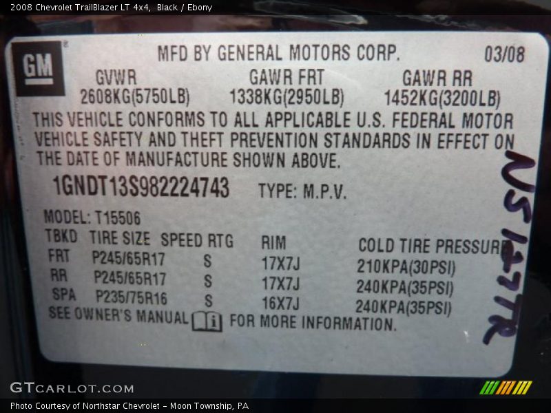 Black / Ebony 2008 Chevrolet TrailBlazer LT 4x4
