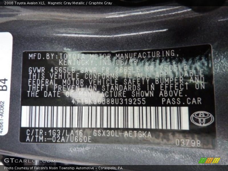 Magnetic Gray Metallic / Graphite Gray 2008 Toyota Avalon XLS