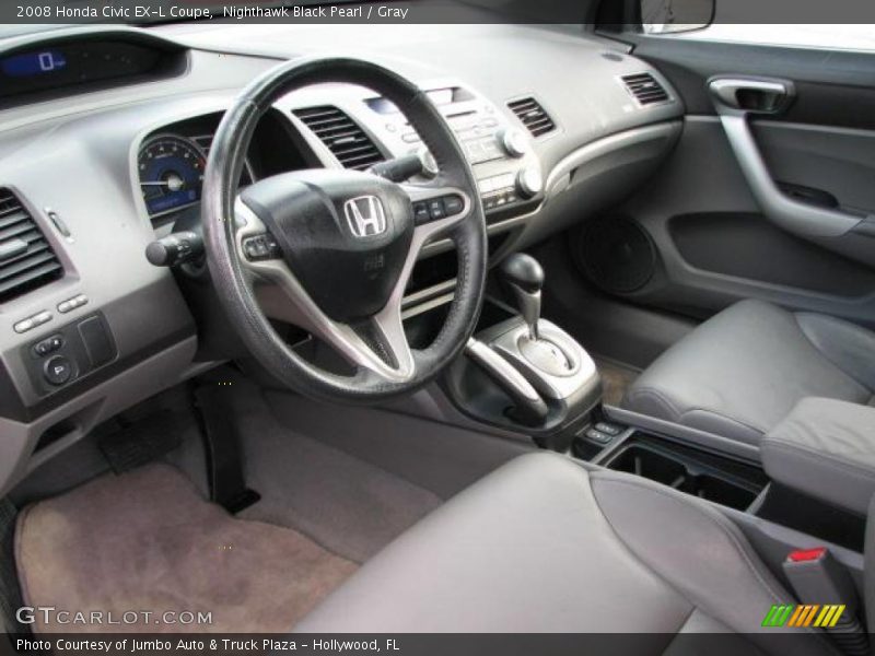 Nighthawk Black Pearl / Gray 2008 Honda Civic EX-L Coupe