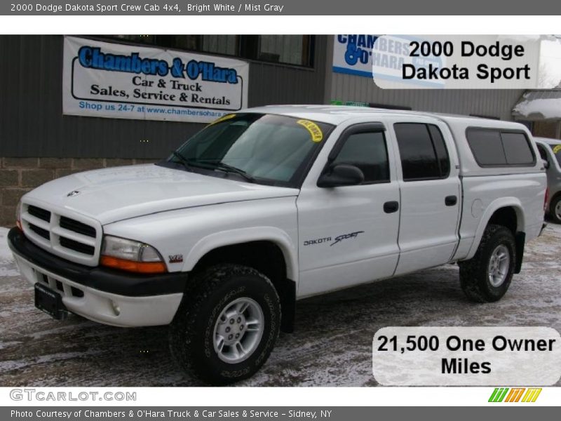 Bright White / Mist Gray 2000 Dodge Dakota Sport Crew Cab 4x4