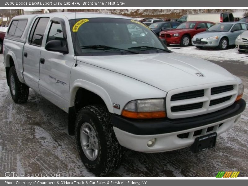 Bright White / Mist Gray 2000 Dodge Dakota Sport Crew Cab 4x4