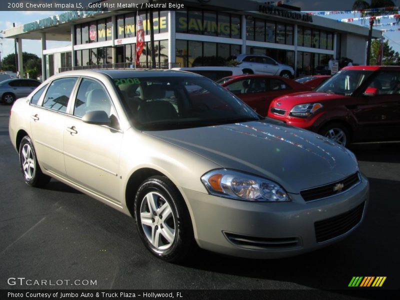 Gold Mist Metallic / Neutral Beige 2008 Chevrolet Impala LS