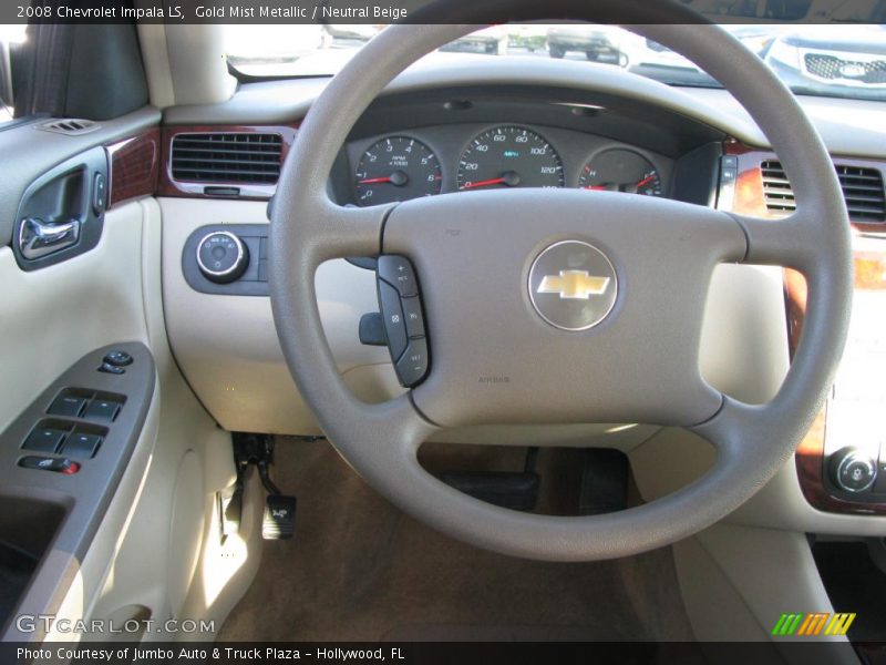 Gold Mist Metallic / Neutral Beige 2008 Chevrolet Impala LS