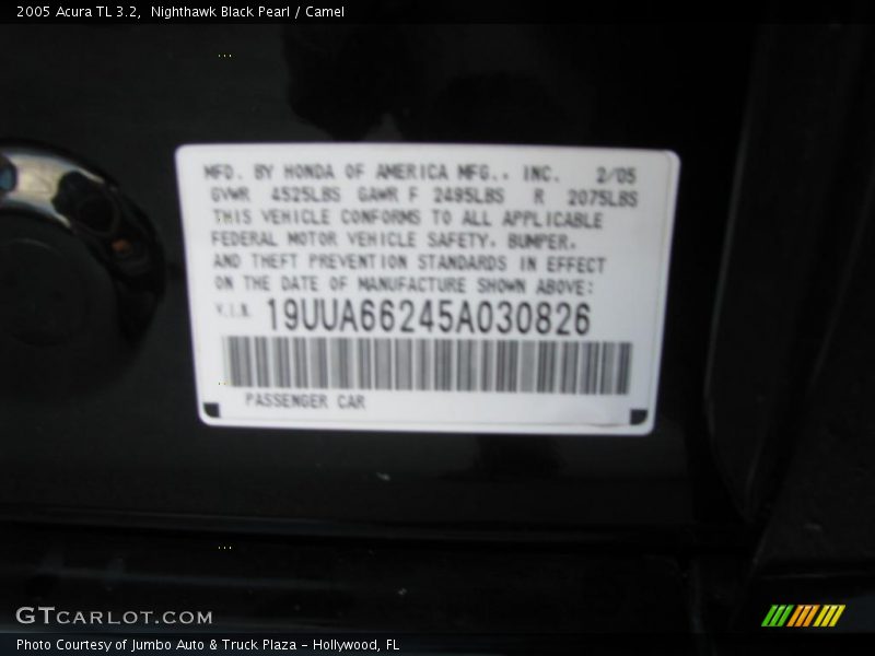Nighthawk Black Pearl / Camel 2005 Acura TL 3.2