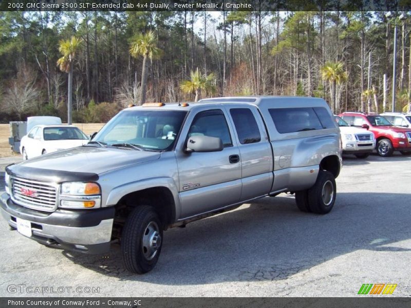 Pewter Metallic / Graphite 2002 GMC Sierra 3500 SLT Extended Cab 4x4 Dually