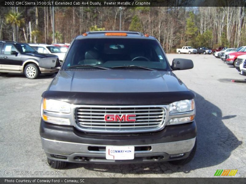 Pewter Metallic / Graphite 2002 GMC Sierra 3500 SLT Extended Cab 4x4 Dually