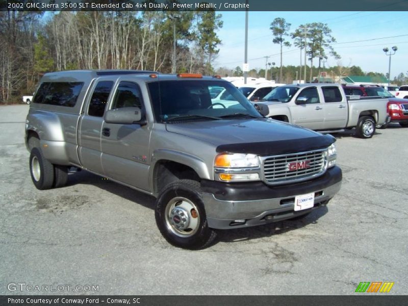 Pewter Metallic / Graphite 2002 GMC Sierra 3500 SLT Extended Cab 4x4 Dually