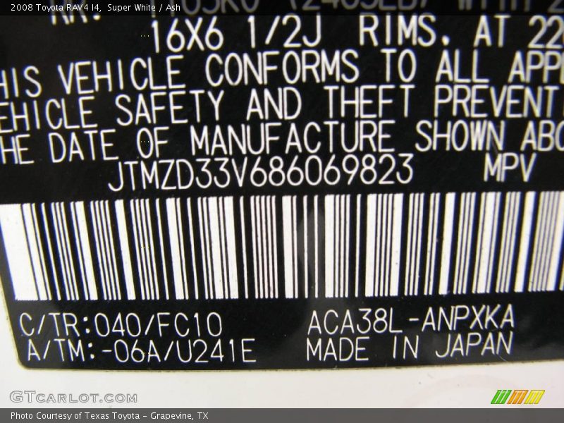 Super White / Ash 2008 Toyota RAV4 I4