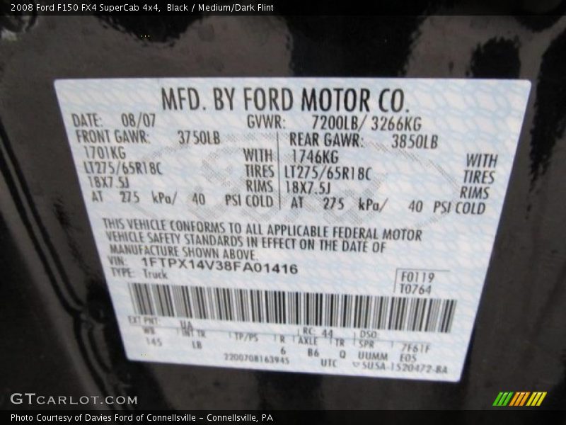 Black / Medium/Dark Flint 2008 Ford F150 FX4 SuperCab 4x4