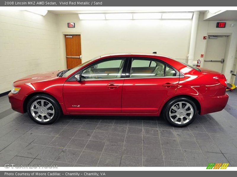 Vivid Red Metallic / Sand 2008 Lincoln MKZ AWD Sedan