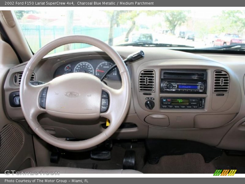 Charcoal Blue Metallic / Medium Parchment 2002 Ford F150 Lariat SuperCrew 4x4