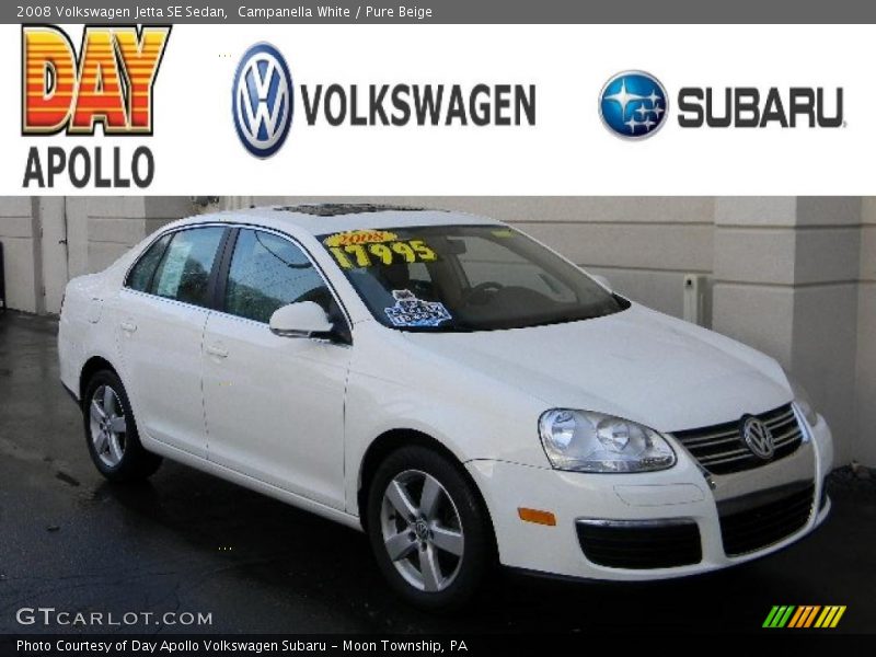 Campanella White / Pure Beige 2008 Volkswagen Jetta SE Sedan