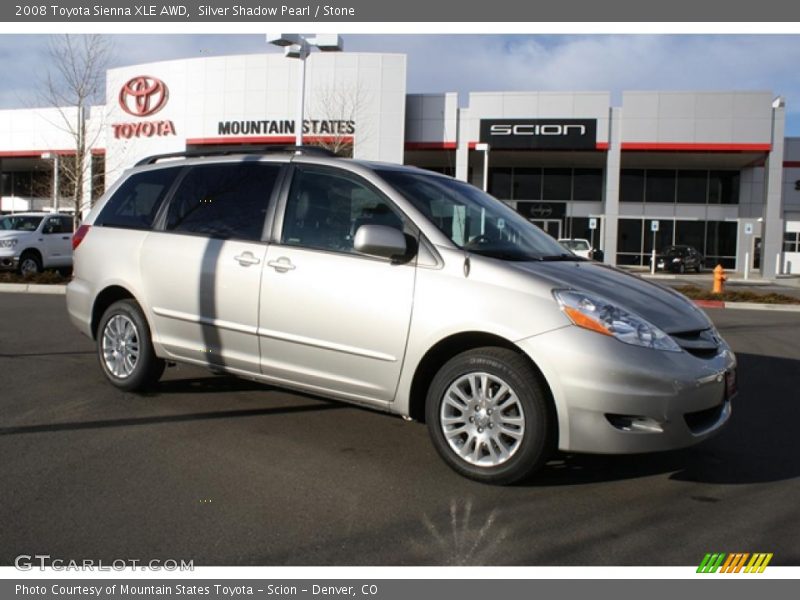 Silver Shadow Pearl / Stone 2008 Toyota Sienna XLE AWD