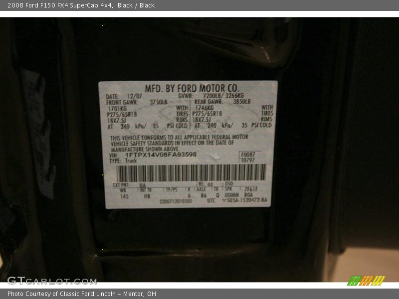 Black / Black 2008 Ford F150 FX4 SuperCab 4x4