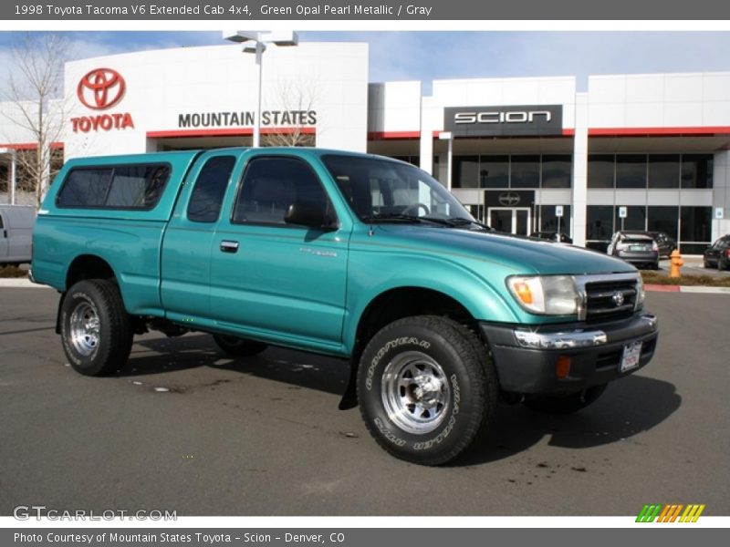 Green Opal Pearl Metallic / Gray 1998 Toyota Tacoma V6 Extended Cab 4x4