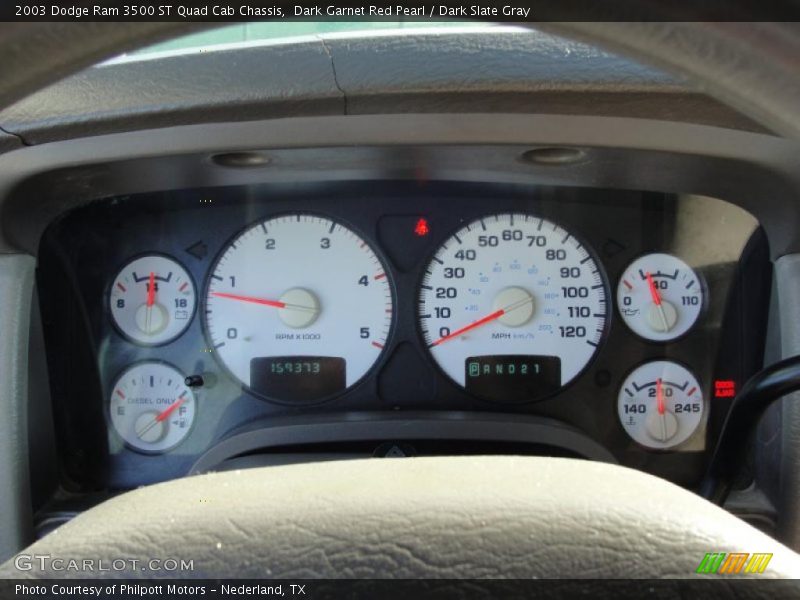 Dark Garnet Red Pearl / Dark Slate Gray 2003 Dodge Ram 3500 ST Quad Cab Chassis
