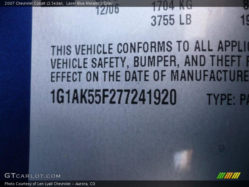 Laser Blue Metallic / Gray 2007 Chevrolet Cobalt LS Sedan