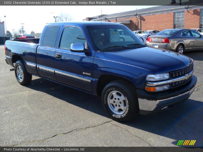 Indigo Blue Metallic / Tan 2002 Chevrolet Silverado 1500 LS Extended Cab