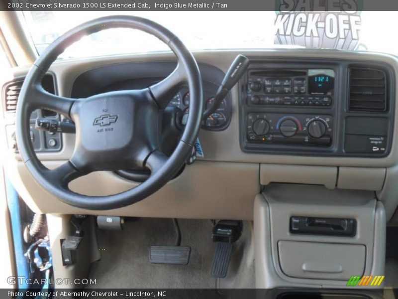 Indigo Blue Metallic / Tan 2002 Chevrolet Silverado 1500 LS Extended Cab