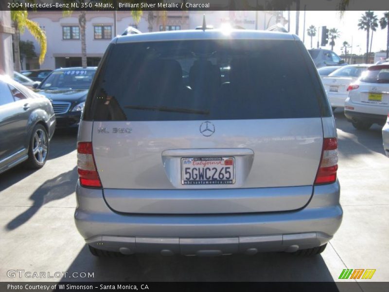 Brilliant Silver Metallic / Charcoal 2004 Mercedes-Benz ML 350 4Matic