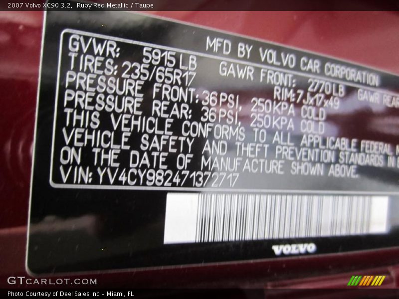 Ruby Red Metallic / Taupe 2007 Volvo XC90 3.2