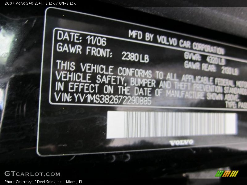 Black / Off-Black 2007 Volvo S40 2.4i