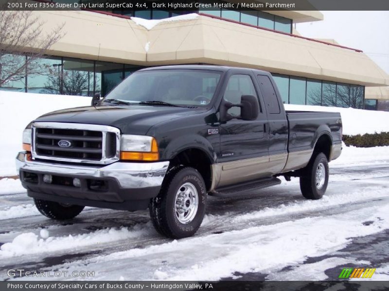 Dark Highland Green Metallic / Medium Parchment 2001 Ford F350 Super Duty Lariat SuperCab 4x4
