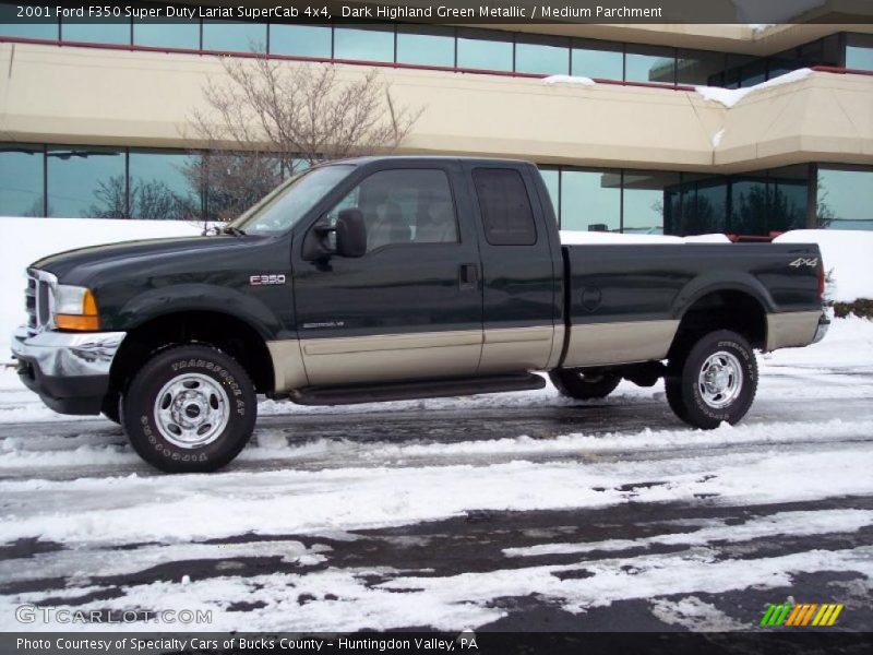 Dark Highland Green Metallic / Medium Parchment 2001 Ford F350 Super Duty Lariat SuperCab 4x4