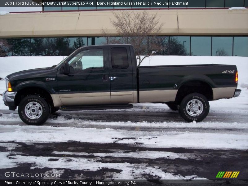 Dark Highland Green Metallic / Medium Parchment 2001 Ford F350 Super Duty Lariat SuperCab 4x4
