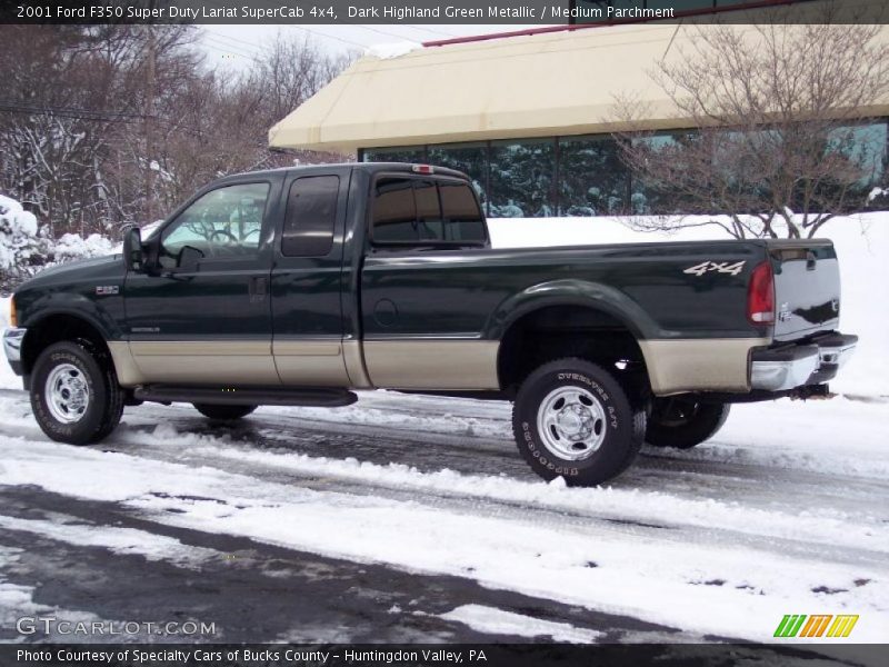 Dark Highland Green Metallic / Medium Parchment 2001 Ford F350 Super Duty Lariat SuperCab 4x4