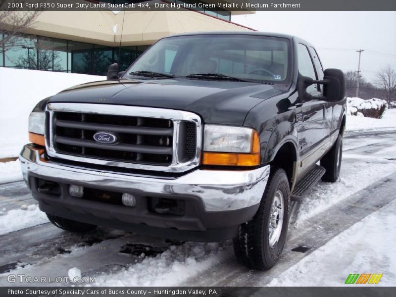 Dark Highland Green Metallic / Medium Parchment 2001 Ford F350 Super Duty Lariat SuperCab 4x4