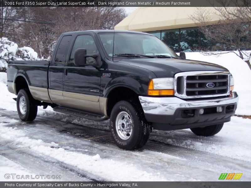 Dark Highland Green Metallic / Medium Parchment 2001 Ford F350 Super Duty Lariat SuperCab 4x4