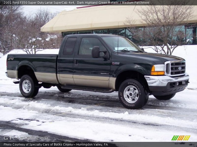 Dark Highland Green Metallic / Medium Parchment 2001 Ford F350 Super Duty Lariat SuperCab 4x4